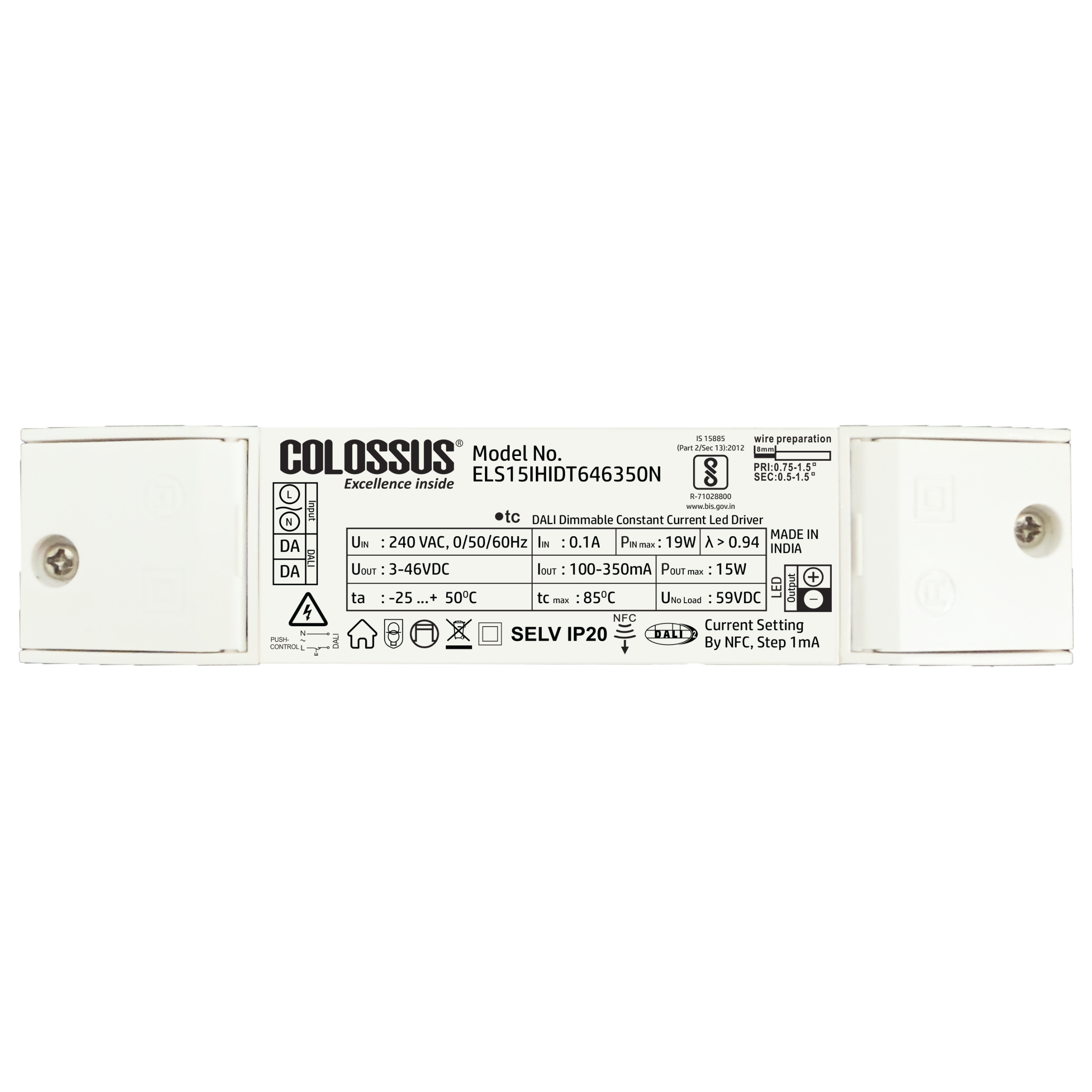 DALI-2 NFC 15W 100-350mA DT6 - Flicker Free