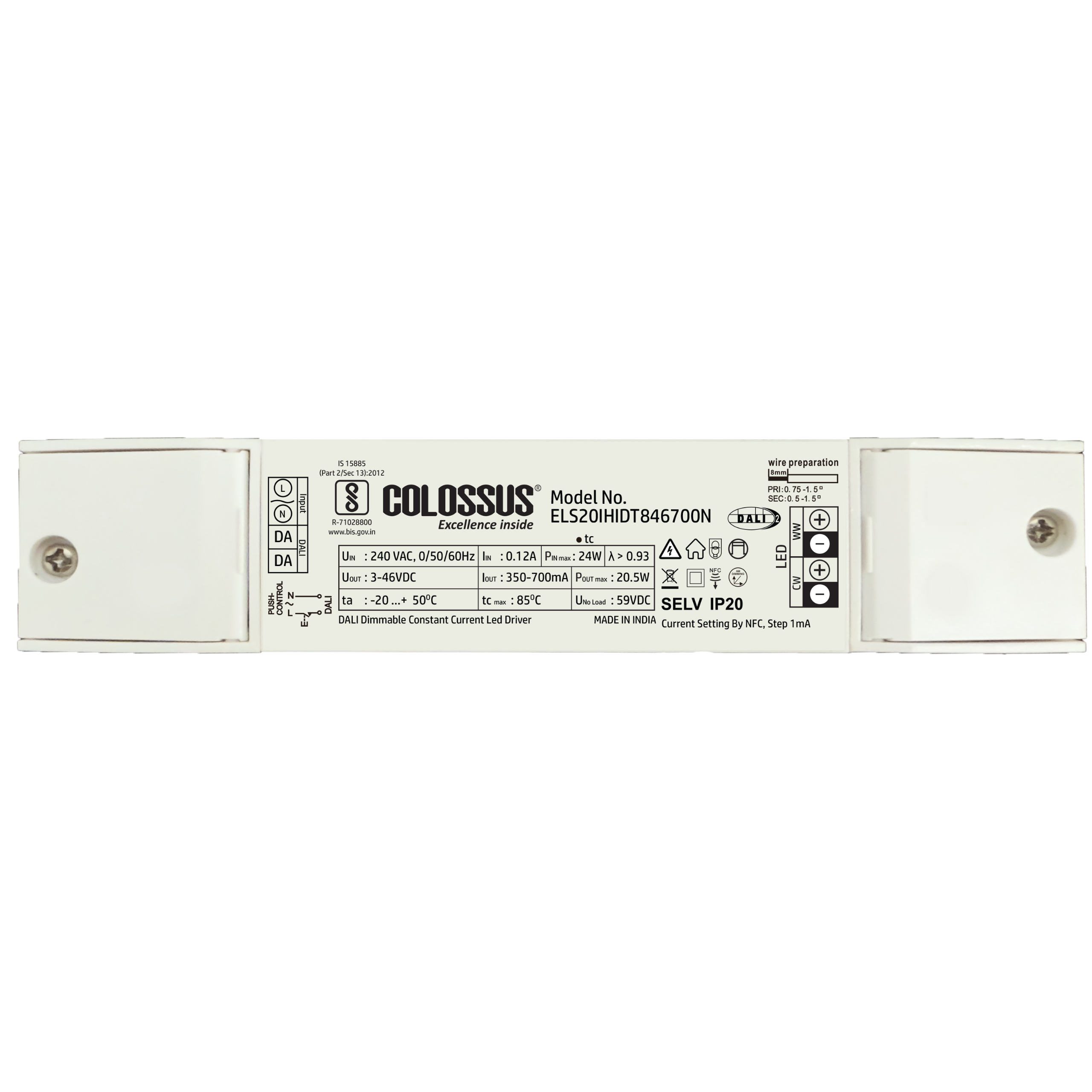 DALI-2 NFC 20W 350-700mA DT8 - Flicker Free