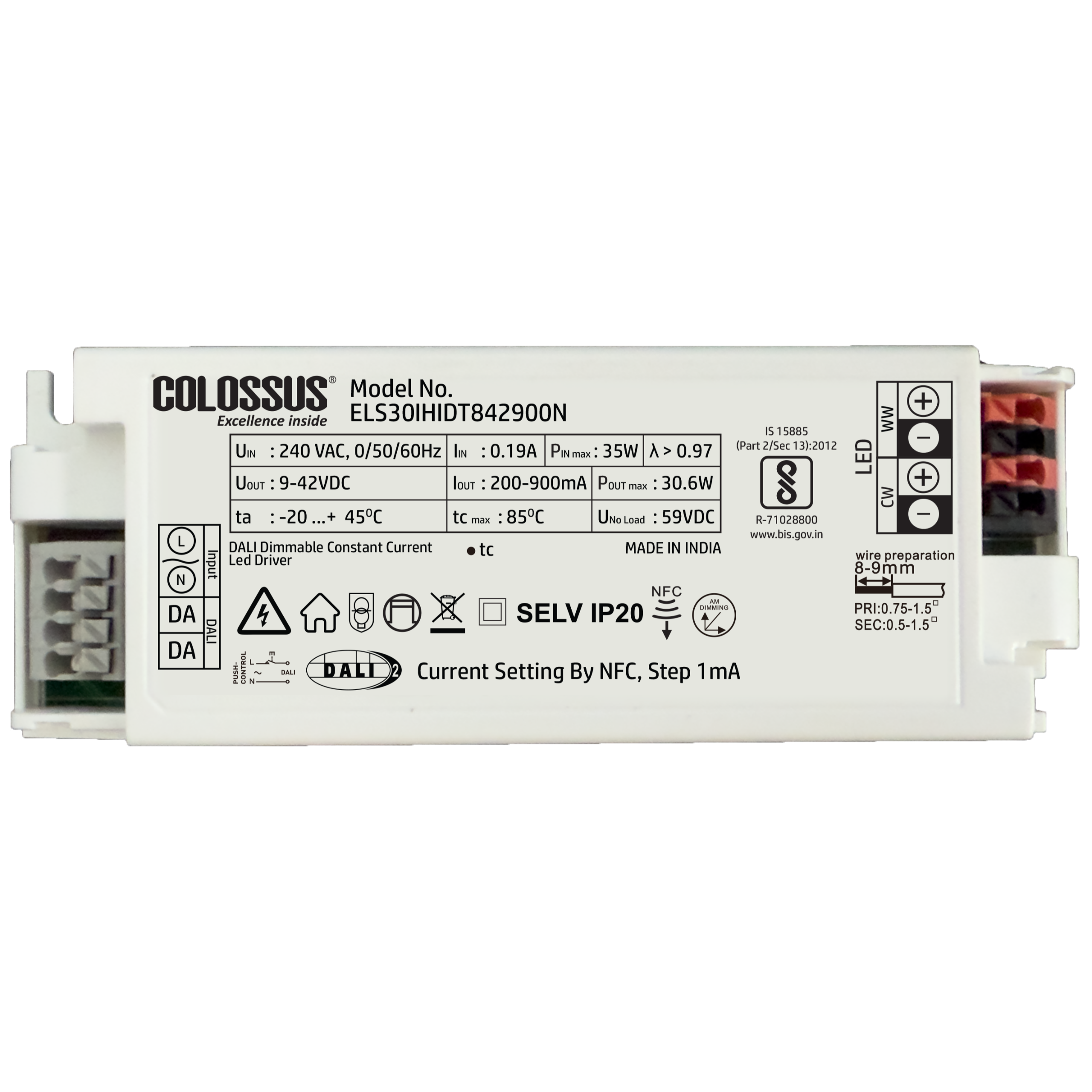DALI-2 NFC 30W 200-900mA DT8 - Flicker Free